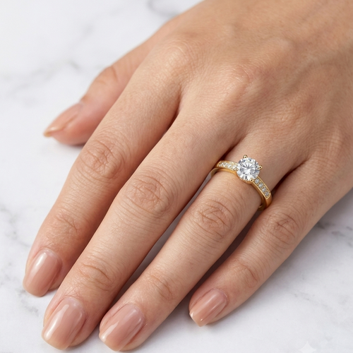 ECLAT - 0.6ct Pave Moissanite Solitaire | 925 Sterling Silver - Yellow
