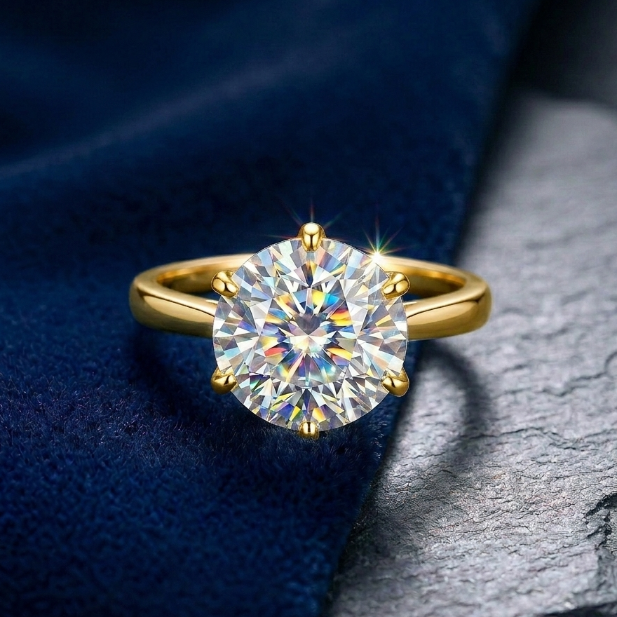 SOLEIL - 2ct Round Moissanite Solitaire | 925 Sterling Silver - Yellow