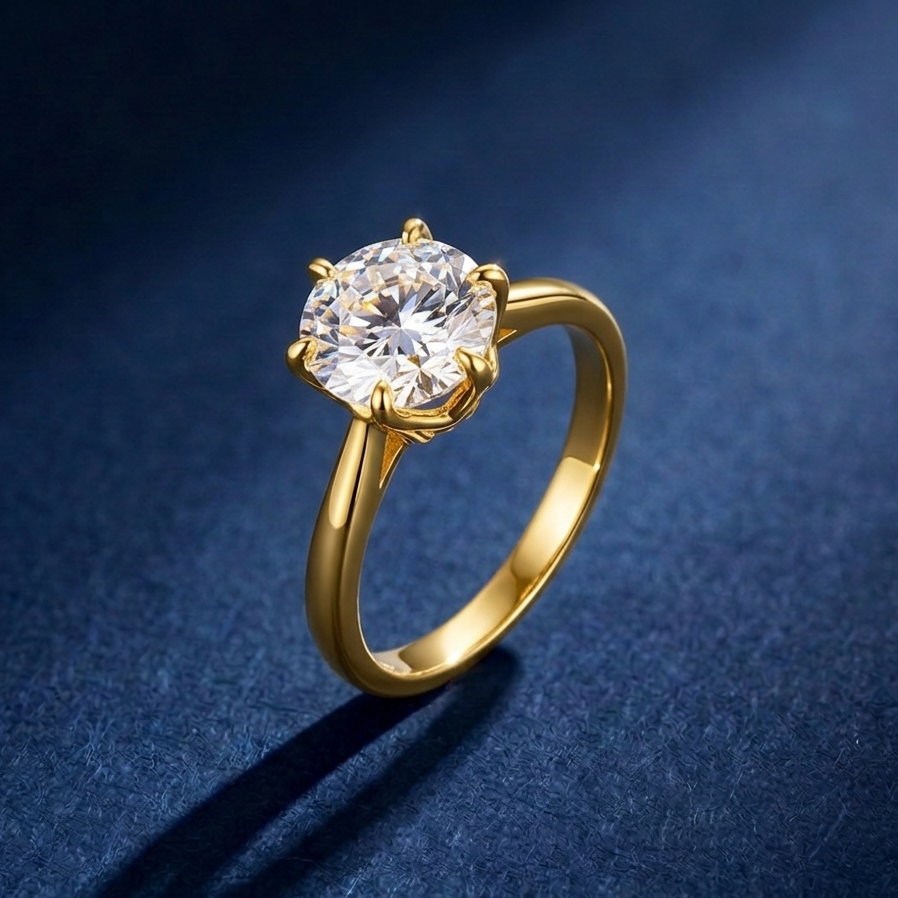 SOLEIL - 2ct Round Moissanite Solitaire | 925 Sterling Silver - Yellow