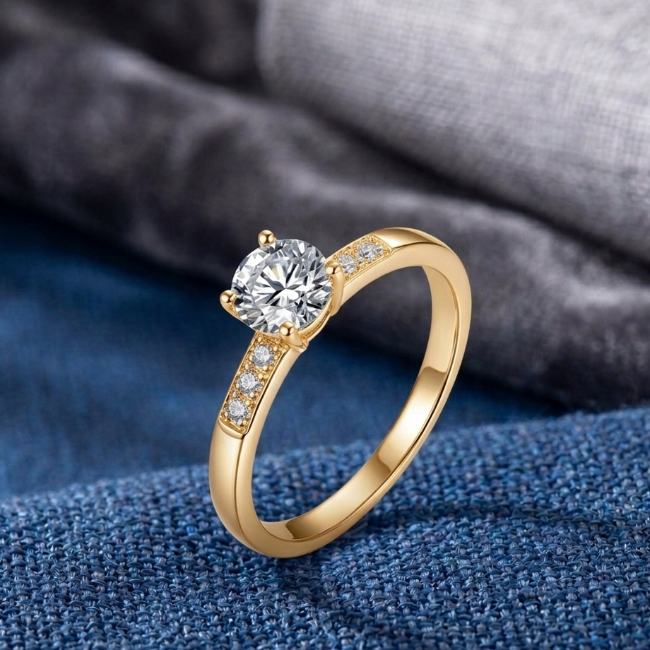 ECLAT - 0.6ct Pave Moissanite Solitaire | 925 Sterling Silver - Yellow