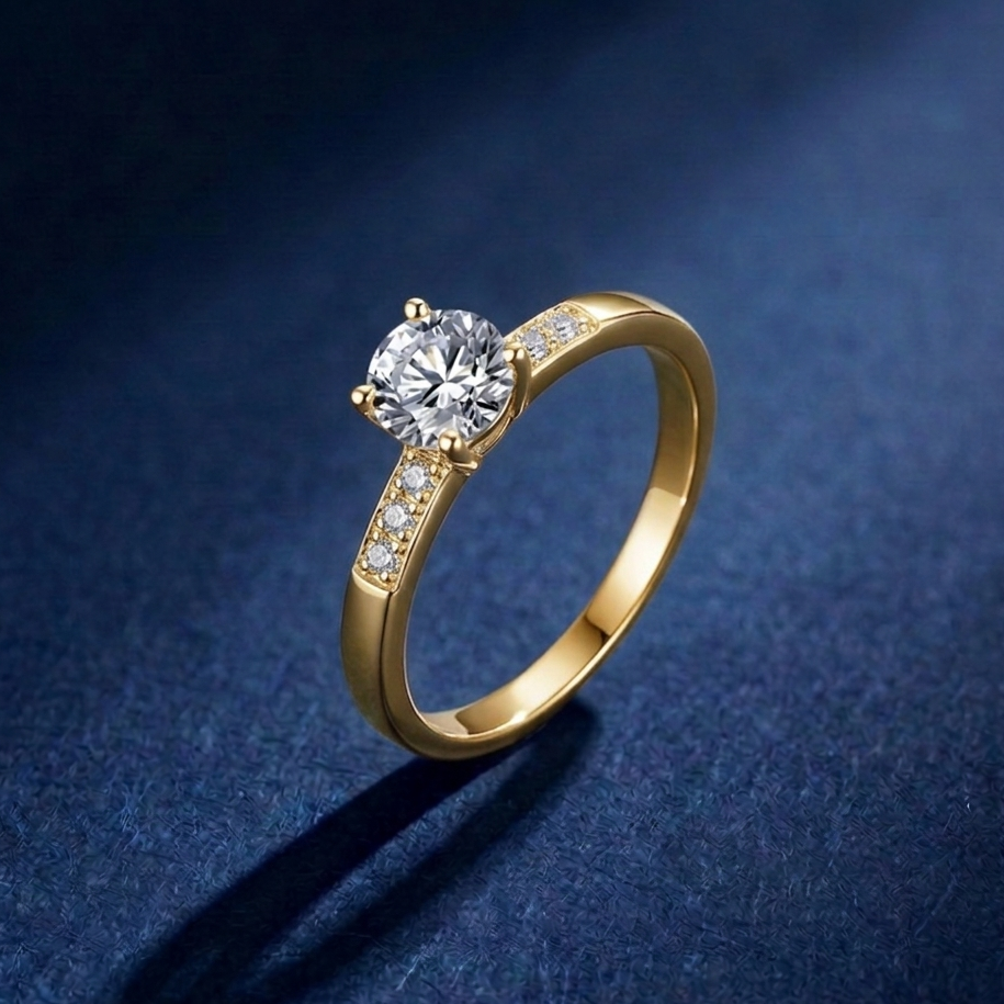 ECLAT - 0.6ct Pave Moissanite Solitaire | 925 Sterling Silver - Yellow